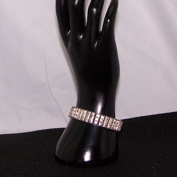 VTG 1920s L&M Sterling Silver and Rhinestone Bracelet - Picture 2 of 6